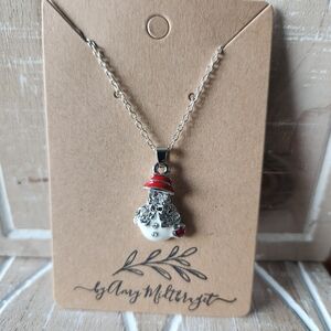 Hand Crafted Silver and Red Poodle Necklace